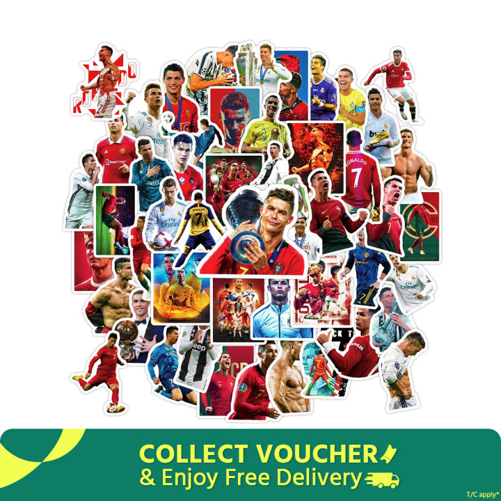 50Pcs Set Cristiano Ronaldo Pattern Stickers PVC Luggage Laptop Guitar Decals Collection Gift Wall Decoration