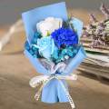 Soap Flower Bouquet Artificial Flower for Engagement Ceremony Anniversary 20cm blue paper. 