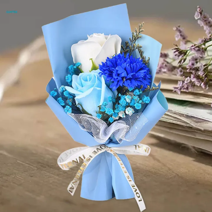 Soap%20Flower%20Bouquet%20Artificial%20Flower%20for%20Engagement%20Ceremony%20Anniversary%2020cm%20blue%20paper%20-%20Image%203