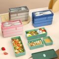 1pc 1450ML 3-layers Lunch Box With Tableware, Portable Detachable Microwavable Hermetic Bento Box For Adults School Office. 