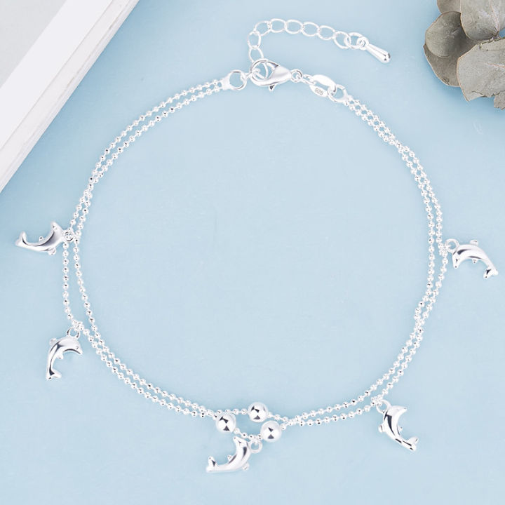 Dolphin%20Charm%20Bead%20Anklet%20Bracelet%20for%20Women%20%E2%80%93%20Stylish%20Silver%20Tone%20Ankle%20Chain%20Fashion%20Jewellery%20-%20Image%205