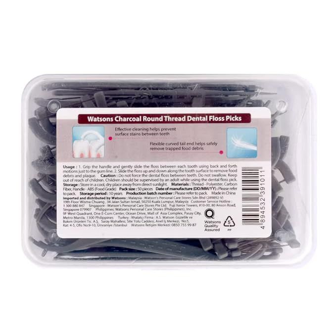 Watsons%20Charcoal%20Round%20Thread%20Dental%20Floss%20Picks%20Upgraded%20With%20Tongue%20Cleaner%2050%20Picks%20-%20Image%203