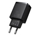 Baseus Compact Fast Charger Fast Charging Wall Charger U+C 20W US Black. 
