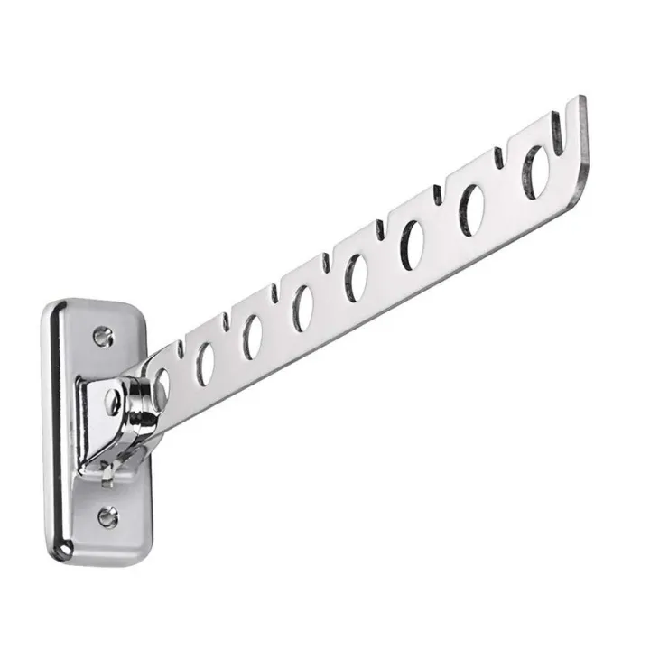 Folding Wall Mounted Clothes Hanger, Clothes Hook with Swing Arm Holder Clothing Hanging System, Closet Storage Organizer Heavy Duty Drying Rack(8 Holes) , Wall-mounted drying rack - Silver