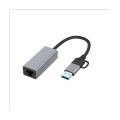 USB Type C To RJ45 Wired Network Card External Wired USB 3.0 To Ethernet Adapter for Laptop PC, 1000Mbps. 