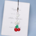 Y2K Cute Bow Cherry Phone Lanyard Sweet Summer Mobile Phone Chain For Girls Korean Beaded Cell Phone Charm Keychain MIRRORRR. 