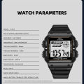 Shock Resistant Digital Watch - 3ATM Water Resistant Rectangular Dial.