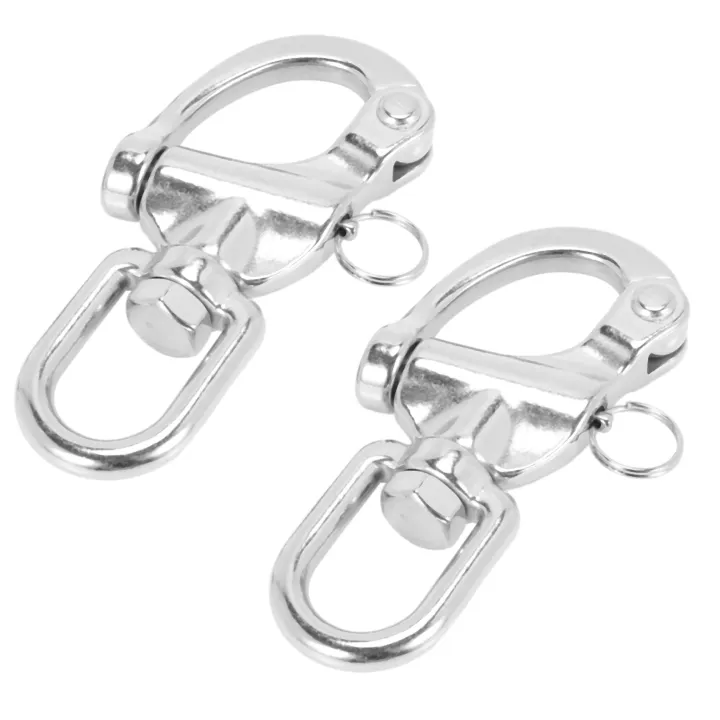 Pack Of 2 Marine 316 Stainless Steel Swivel Shackle Bolt Snap Hooks – 3.9 Inch Strong Eye Bolt Snaps For BCD Or Harness D-Rings