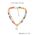 Bohemian resort soft terracotta rice bead clavicle chain colorful beaded pearl necklace casual and versatile double necklace.
