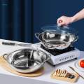 Shabu Shabu Hot Pot with Handles Clear Lids Tabletop Two Meal Pot Mandarin Duck Pot for Travel 36cm.