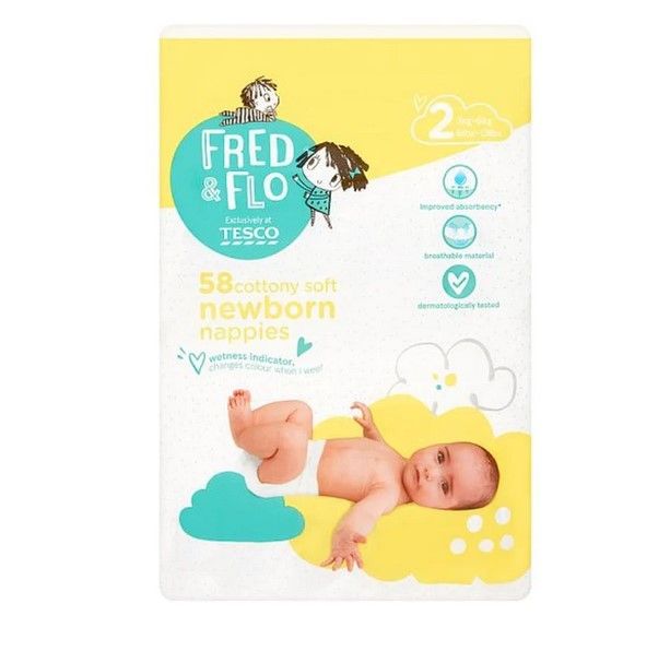 Tesco%20Fred%20&%20Flo%20Size%202%20Newborn%20Nappies%20(58%20Pcs)%203-6kg,%20Made%20in%20UK%20-%20Image%202
