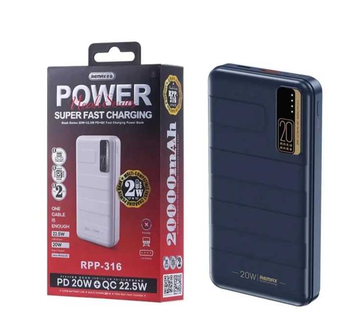 REMAX RPP-316 20000MAH MULTI COMPATIBLE FAST CHARGING POWER BANK PD20W ...