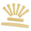 Blisstime 6 String Acoustic Guitar Bone Bridge Saddle and Nut and 6pcs Ebony Guitar Bridge Pins.