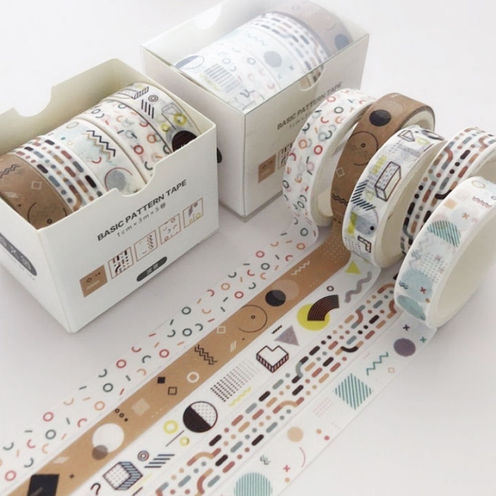 RHS%20Online%205%20Rolls/Set%20Washi%20Tape%20Basic%20Pattren%20Series%20Decorative%20Masking%20Tapes%20Sticky%20Paper%20Tape%20for%20Journals%20Diary%20DIY%20Crafts%20Gift%20Wrapping%20-%20Image%202