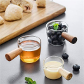 8PCS Transparent Glass Creamer with Wooden Handle, Mini Coffee Milk Creamer Pitcher. 50Ml. 