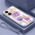 [Free Lanyard] OPPO A3x A3 Luxury Dandelion Flower Casing Square Edges Plating Back TPU Soft Case Cover. 