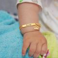 Custom Personalized Name Baby ID Bracelet, Stainless Steel Curb Chain With Crown Bracelet Newborn Gilrs Boy Gifts Not Allergic. 