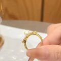 Chinese Style Real Gold Plated Finger Ring Open Adjustable Finger Ring Two Dragon Pearl Wedding Finger Ring Jewelry Women. 