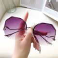 【linfang store】(NEW)2024 Rimless Polygonal Metal Arc Sunglasses Ins Holiday Summer Accessories.