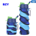 BZY Foldable Drinking Water Bottle Leakproof Fold Silicone Water Bottles Cup With Straw Outdoor Hiking Camping 500ml. 