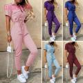 Trousers Jumpsuit Short Sleeve Daily Women Pants Jumpsuit.