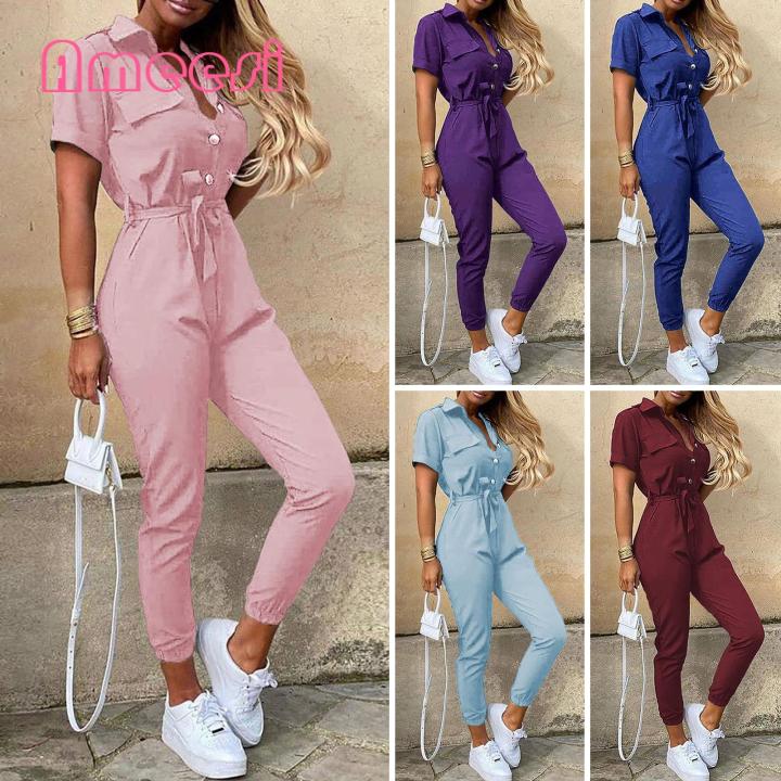 Trousers%20Jumpsuit%20Short%20Sleeve%20Daily%20Women%20Pants%20Jumpsuit%20-%20Image%208