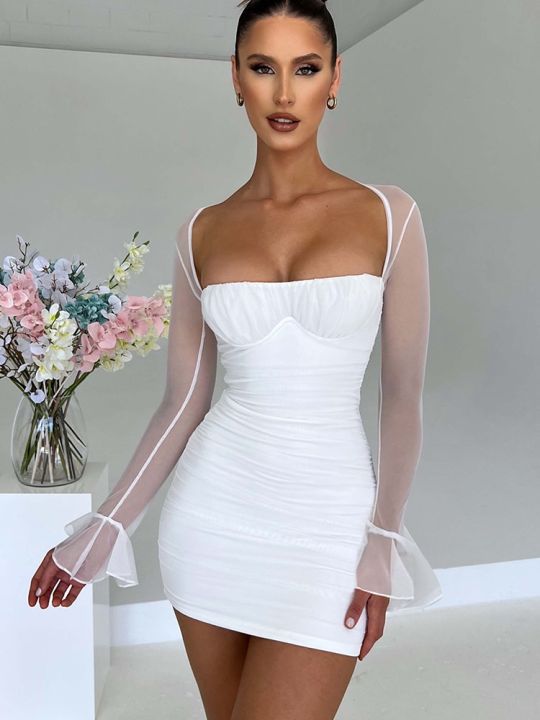 Mozision%20Elegant%20Backless%20Mini%20Dress%20For%20Women%20Robe%20Two%20Layer%20Mesh%20Full%20Sleeve%20Zipper%20Bodycon%20Party%20Short%20Dress%20Vestido%20-%20Image%202