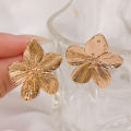 Chic Fashion Flower Stud Earrings For Women Girl Metal Classic Retro Texture Geometric Studs Bride Wedding Jewelry Accessories 1Pair.