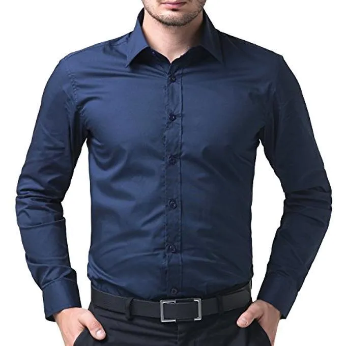 Men'S%20Cotton%20Formal%20Shirt%20-%20Navy%20Blue%20-%20T%20Shirt%20-%20Image%203