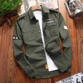 Men's Shirts Military Cotton Shirt Khaki Casual Retro Slim Fit with Pocket Long Sleeve Vintage Jacket Streetwear Drop Shipping. 