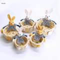 Miniature Easter Rabbit Basket Candy Gift Basket for Holiday Bedroom Home.