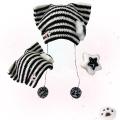 Pointed Pullover Hat Knitted Wool Hat Trendy Skullies Cute Cat Ears Hat Y2K Fashion Striped Beanie Hat. 