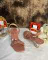 Fashionable glass Box Balance Heel Shoes For Women.