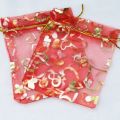 10 Pcs Heart Printed Organza Gift Bags Jewelry Pouch Bag Velvet Drawstring Wrapping Bag. 