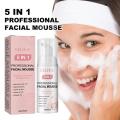 5-in-1 60ml Facial Cleanser Skin Cleansing Moisturizing Face Face Skin Wash Foam Cleanser Blackhead Remove Skincare Care F5B4. 