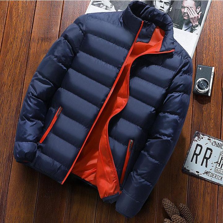 men's Thick Parka Jackets Winter Casual coats Mens Outwear Solid Stand Collar Male Windbreak Cotton Padded Down Jacket