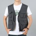 6XL Summer New Outdoor Vest Men Utility Tactical Multi-pocket Vest Techwear Outdoor Hiking Fishing Photography Safari Cargo Vest. 