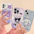 Phone Case For Iphone 11 12 13 14 15 Pro Max 7 8 Plus 7Plus XR Cover Cinnamoroll Melody 3D Wavy Curved Edge Luck Melody Hey Kuromi Cute Soft Casing Cartoon Full Protection Silicone TPU Shockproof Camera Protective. 