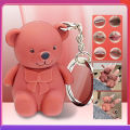 Cute Bear Keychain Lip Mud Matte Velvet Mousse Grey Pink Lipstick Waterproof Long Lasting Non-Stick Cup LipGloss Korean Cosmetic.