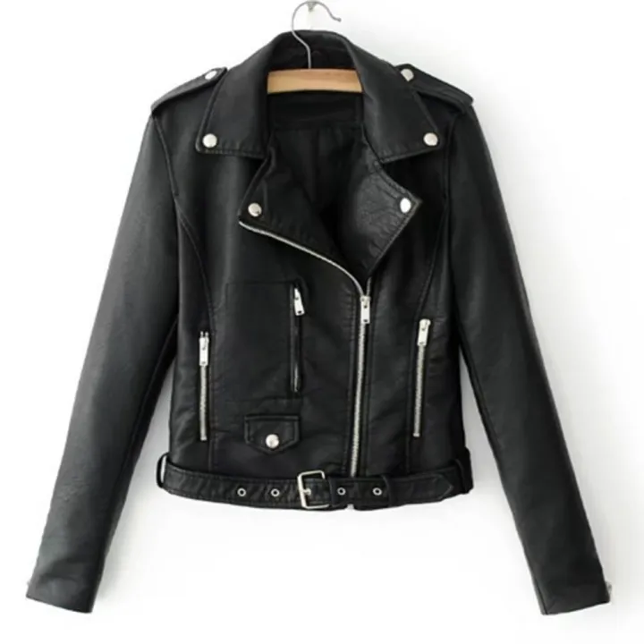 Women%20Bike%20Coat%20Leather%20Long%20Sleeve%20Lapel%20Outwear%20Zipper%20Outfit%20Button%20Pocket%20Jacket%20Spring%20Autumn%20Women%20Fashion%20Short%20Coat%20-%20Image%206