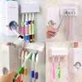 Automatic Toothpaste Dispenser & "Touch Me" Brush Holder Set - White - Brush Holder - brush holder. 