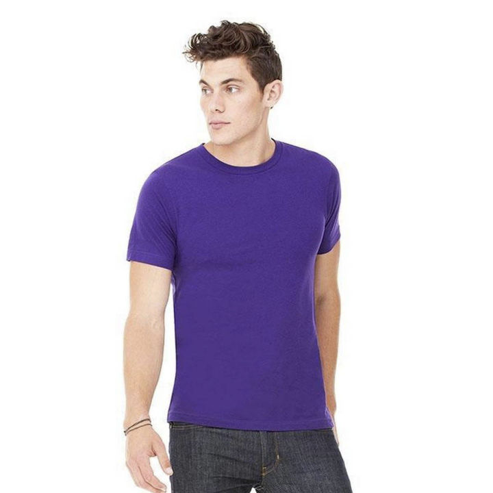 Purple Cotton Round Neck T-Shirt for Men