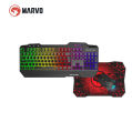 MARVO CM306 Rainbow Backlight Membrane Gaming Keyboard and Mouse Combo with Thick Mouse Pad. 