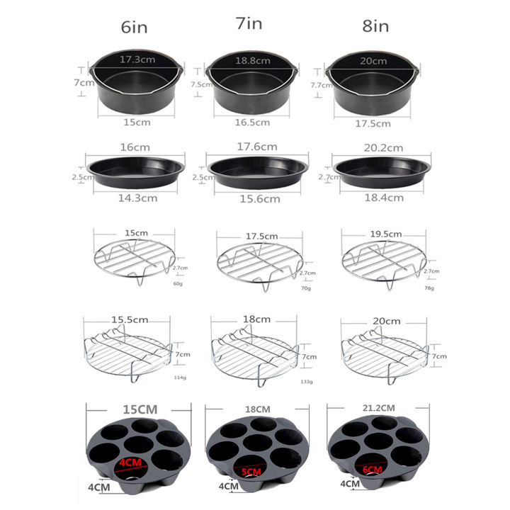 10Pcs%20Air%20Fryer%20Accessory%20Kit%20Frying%20Baking%20Pan%20Rack%20Pizza%20Tray%20Pot%20Metal%20Holder%20Bread%20Bracket%20Cupcake%20Mould%20Set%20for%203.2QT-5.8QT%20Air%20Fryer%20-%20Image%208