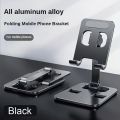 Aluminum Alloy Mobile Phone Holder Lazy Tablet Stand Creative Desktop Bracket Metal Support Multi-angle Data Line Hole For Phone.