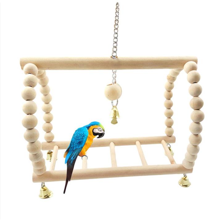 Small Medium Bird Swing Toy for for Pet bird Parrot Parakeet Cockatiel Conure  Lovebird Finch Canary Budgie Cage Wood Perch Stand