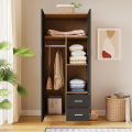 Stylish 2 Door 2 Drawer Almirah Wardrobe with Hanging Rail Wooden Clothes Storage Cupboards Unit for Bedroom Furniture. 