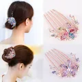Bridesmaids Flower Comb Harmless to Scalp Flower Leaf Bridal Crystal Hair Ornaments. 