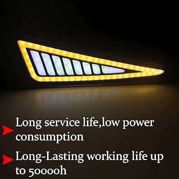 2PCS Car LED Bumper Strip COB Daytime Running Light DRL Yellow Turn Signal Lamp/DRL Strip Light With Flashing Or Body Indicator For Bike