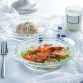 Transparent Glass Plate Dishes Deep Plates Microwaveable Oven round Binaural Plate Dish Household Plate Dinner Plate Steak Plate. 
